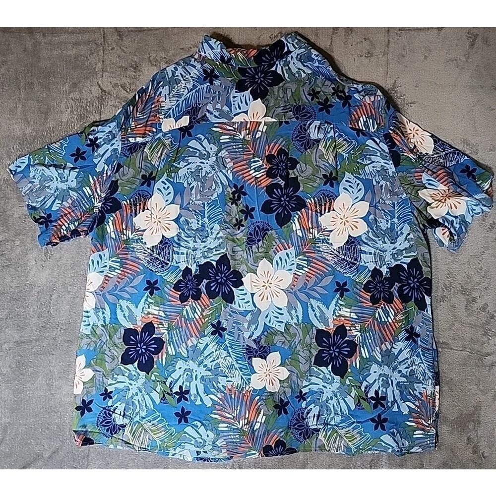 Island Passport Mens Hawaiian Shirt Blue White Green Orange Floral Size 3XL EUC - Picture 6 of 6